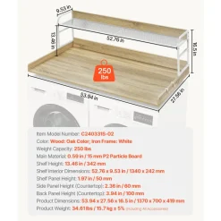 VEVOR Washer Dryer Countertop with 2-Tier Shelf, 54