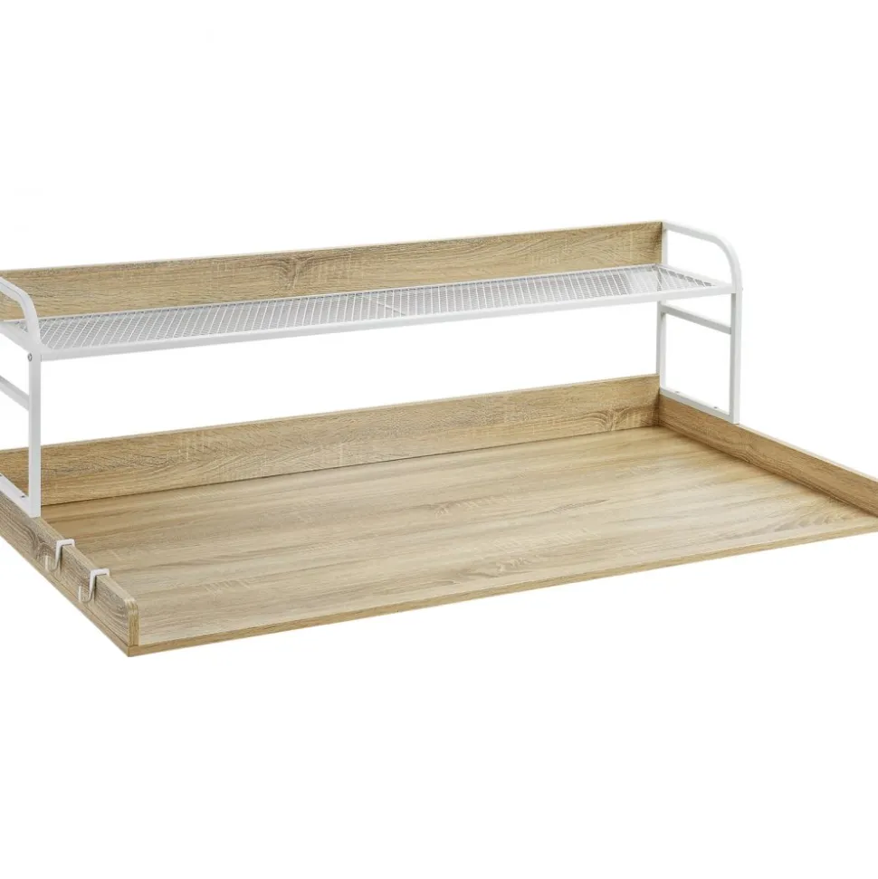 VEVOR Washer Dryer Countertop with 2-Tier Shelf, 54" x 27" Wooden Washer and Dryer Countertop with Anti-Slip Pads, Water-Resistant Laundry Topper Cover for Laundry Room Organization and Storage, Oak