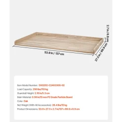 VEVOR Washer Dryer Countertop, 54 x 27.5 in Wooden Washer and Dryer Topper with Edge & 2 Hooks, Water-Resistant Laundry Machine Topper for Laundry Closet Pantry Counter Organization and Storage, Oak