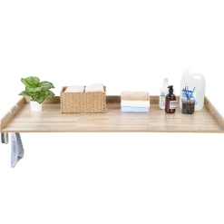 VEVOR Washer Dryer Countertop, 54 x 27.5 in Wooden Washer and Dryer Topper with Edge & 2 Hooks, Water-Resistant Laundry Machine Topper for Laundry Closet Pantry Counter Organization and Storage, Oak