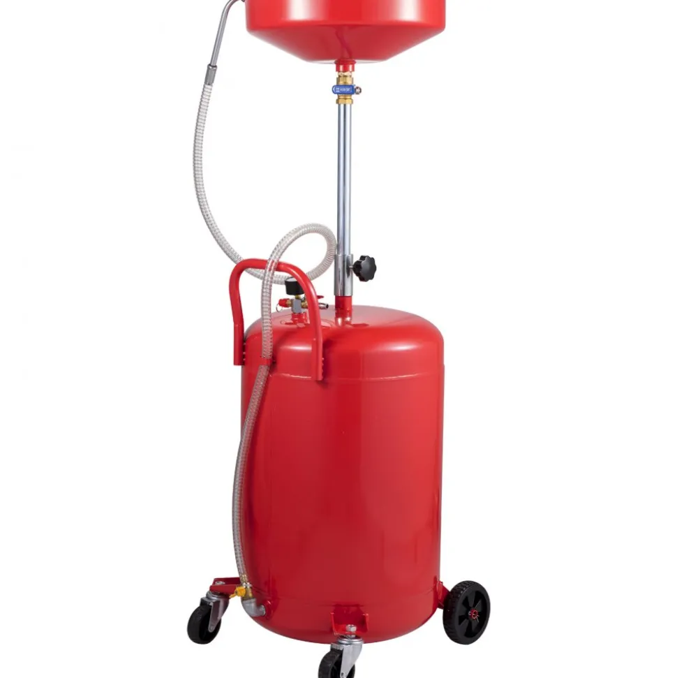 VEVOR Waste Oil Drain Tank 20 Gallon Portable Oil Drain Air Operated Drainer Oil Change, Oil Drain Container, Fluid Fuel Transfer Drainage Adjustable Funnel Height, with Wheel for Easy Oil Removal