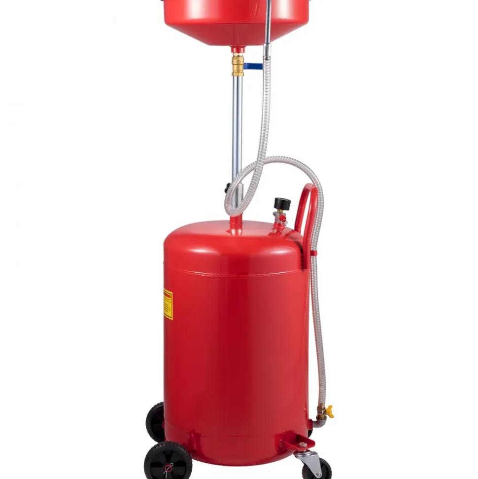 VEVOR Waste Oil Drain Tank 20 Gallon Portable Oil Drain Air Operated Drainer Oil Change, Oil Drain Container, Fluid Fuel Transfer Drainage Adjustable Funnel Height, with Wheel for Easy Oil Removal