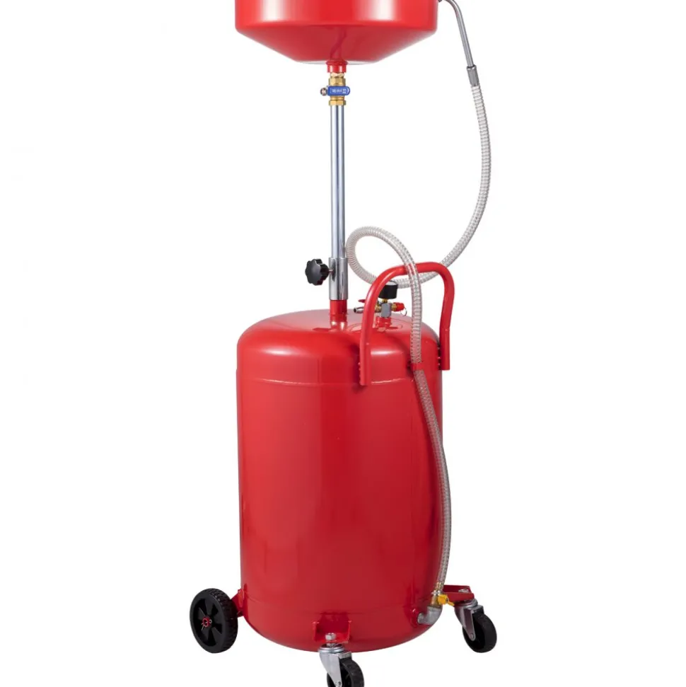 VEVOR Waste Oil Drain Tank 20 Gallon Portable Oil Drain Air Operated Drainer Oil Change, Oil Drain Container, Fluid Fuel Transfer Drainage Adjustable Funnel Height, with Wheel for Easy Oil Removal