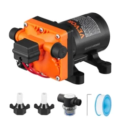 VEVOR Water Diaphragm Pump, 12V DC, 3.5 GPM Flow, 55 PSI Rated Pressure (40-80 PSI Adjustable), 1/2