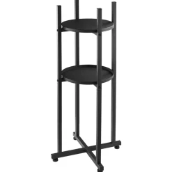 VEVOR Water Dispenser Stand, 2 Tiers Water Jug Holder for 1 Bottle, Heavy Duty Jug Rack Organizer with Detachable Storage Shelf, Cross-Shaped Stable Base, for Kitchen, Office, Living Room, Black