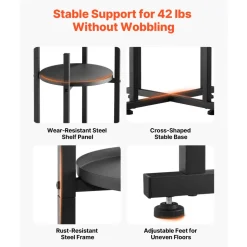 VEVOR Water Dispenser Stand, 2 Tiers Water Jug Holder for 1 Bottle, Heavy Duty Jug Rack Organizer with Detachable Storage Shelf, Cross-Shaped Stable Base, for Kitchen, Office, Living Room, Black