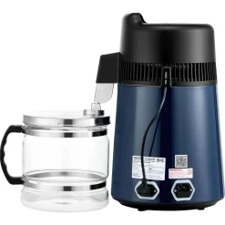 VEVOR Water Distiller, 4L 1.1 Gallon Pure Water Purifier Filter For Home Table Countertop, 1750W Distilled Maker with Glass Pot, Stainless Steel Interior Drinking Machine to Make Clean Waters, Grey
