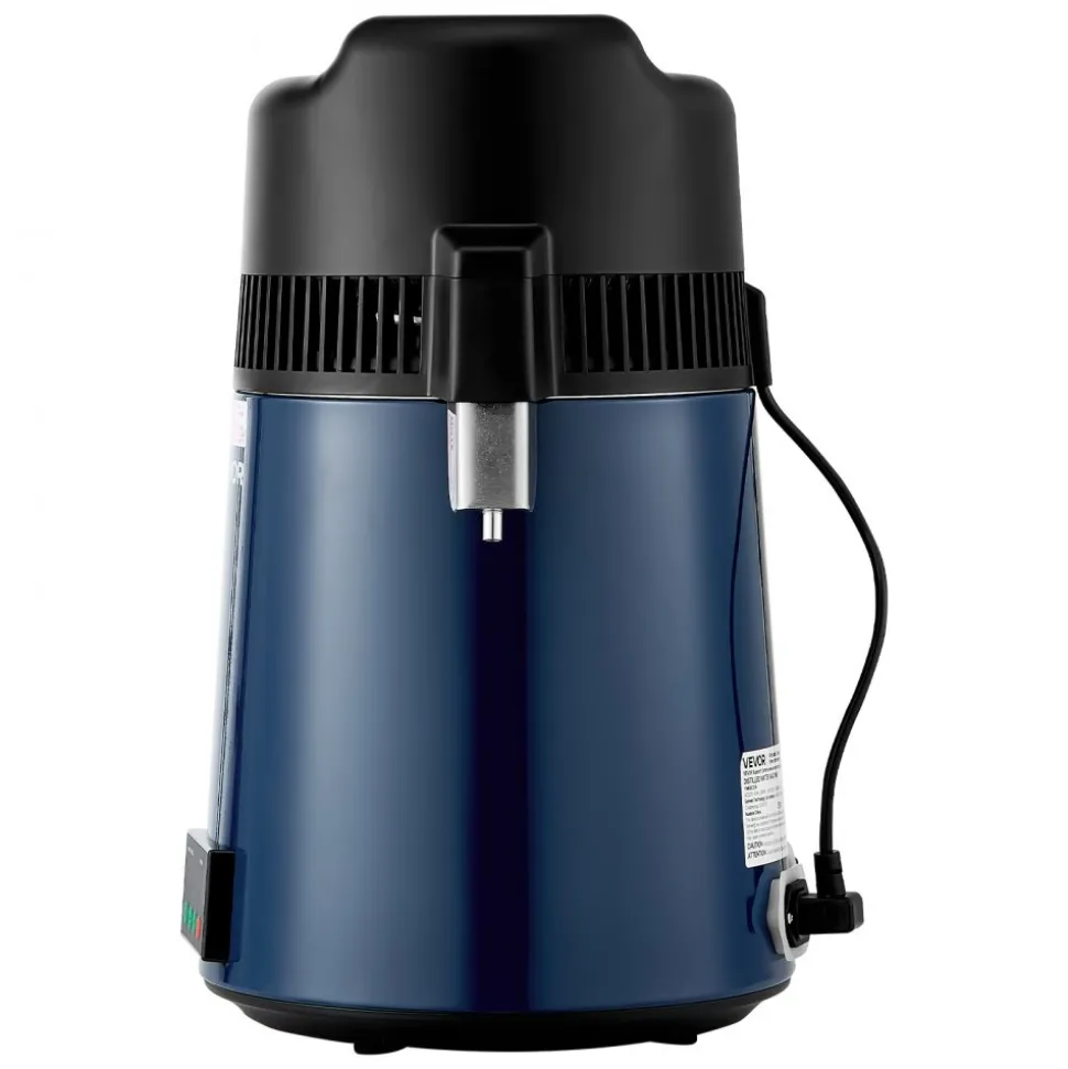 VEVOR Water Distiller, 4L 1.1 Gallon Pure Water Purifier Filter For Home Table Countertop, 1750W Distilled Maker with Glass Pot, Stainless Steel Interior Drinking Machine to Make Clean Waters, Grey