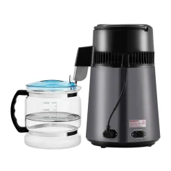 VEVOR Water Distiller, 4L 1.05 Gallon Pure Water Purifier Filter For Home Countertop, 750W Distilled Water Maker, Stainless Steel Interior Distiller Water Making Machine to Make Clean Water, Gray