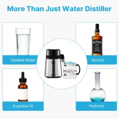 VEVOR Water Distiller, 4L 1.05 Gallon Pure Water Purifier Filter For Home Countertop, 750W Distilled Water Maker, Stainless Steel Interior Distiller Water Making Machine to Make Clean Water, Silvery