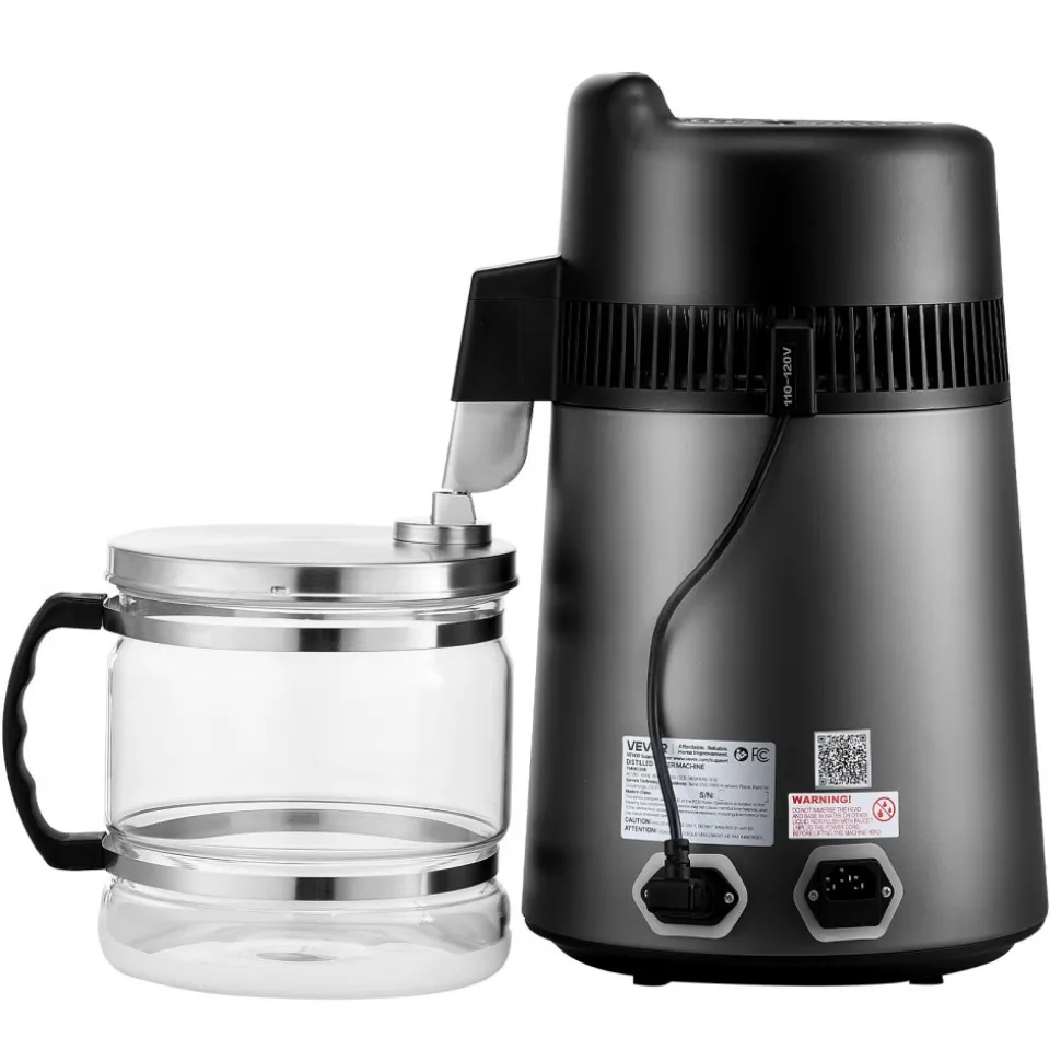 VEVOR Water Distiller, 6L 1.6 Gallon Larger Pure Water Purifier Filter For Home Table Countertop, 900W Glass Pot Distilled Maker, Stainless Steel Interior Drinking Machine to Make Clean Waters