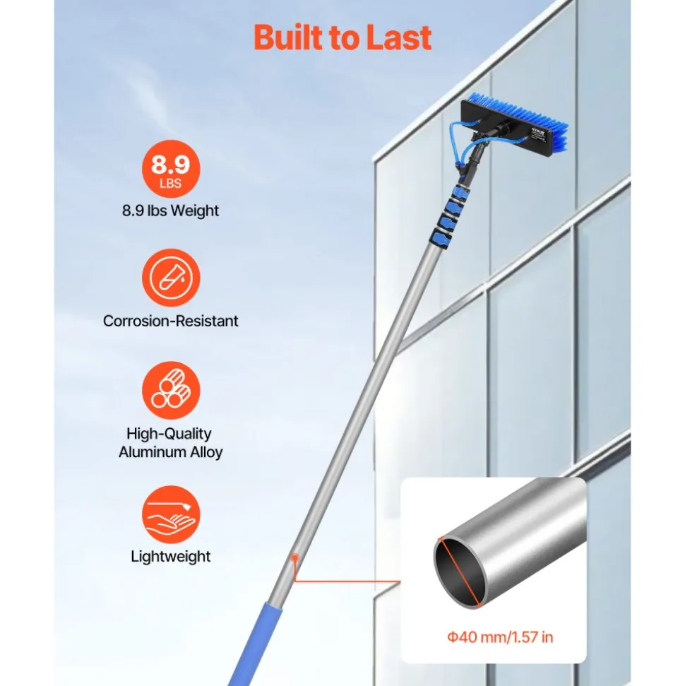 VEVOR Water Fed Pole Kit, 30FT Solar Panel Cleaning Pole with Extendable Handle, 180° Rotatable Brush Head & 65.6FT Hose, Household & Outdoor Window Cleaner Tool for Caravan Solar Panel Deck
