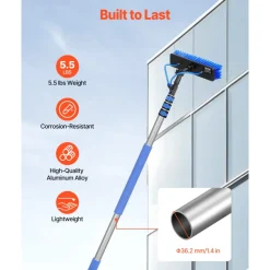 VEVOR Water Fed Pole Kit, 12FT Solar Panel Cleaning Pole with Extendable Handle, 180° Rotatable Brush Head & 65.6FT Hose, Household & Outdoor Window Cleaner Tool for Caravan Solar Panel Deck