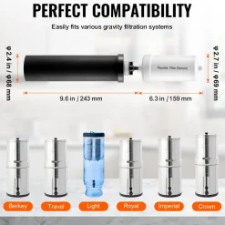VEVOR Water Filters Replacement, Purification Elements, Replacement Filters, Gravity Water Filter System, Compatible with Most Brands, Pack of 4 (2 Activated Carbon Filter + 2 Defluorination Filter)
