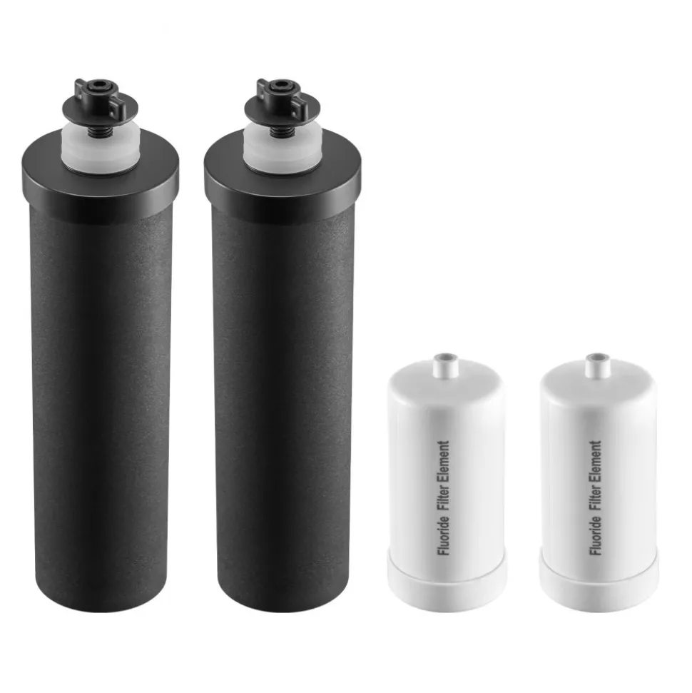 VEVOR Water Filters Replacement, Purification Elements, Replacement Filters, Gravity Water Filter System, Compatible with Most Brands, Pack of 4 (2 Activated Carbon Filter + 2 Defluorination Filter)