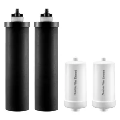 VEVOR Water Filters Replacement, Purification Elements, Replacement Filters, Gravity Water Filter System, Compatible with Most Brands, Pack of 4 (2 Activated Carbon Filter + 2 Defluorination Filter)