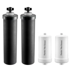 VEVOR Water Filters Replacement, Purification Elements, Replacement Filters, Gravity Water Filter System, Compatible with Most Brands, Pack of 4 (2 Activated Carbon Filter + 2 Defluorination Filter)