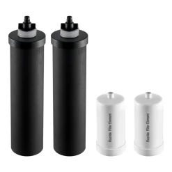 VEVOR Water Filters Replacement, Purification Elements, Replacement Filters, Gravity Water Filter System, Compatible with Most Brands, Pack of 4 (2 Activated Carbon Filter + 2 Defluorination Filter)