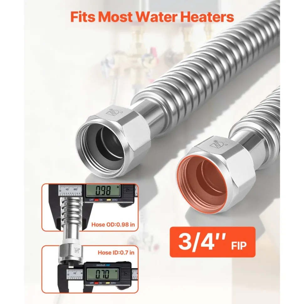 VEVOR Water Heater Kit, 18 Inch Length Water Heater Flex Connector, Waters Heaters Installation Kit with 3/4" FIP x 3/4" FIP Inlet & Outlet Connection for Bathroom, Kitchen, Laundry Room, Boiler Room