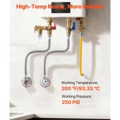 VEVOR Water Heater Kit, 24 Inch Length Water Heater Flex Connector, Waters Heaters Installation Kit with 1" FIP x 1" FIP Inlet & Outlet Connection for Bathroom, Kitchen, Laundry Room, Boiler Room