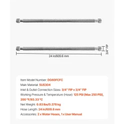 VEVOR Water Heater Kit, 24 Inch Length Water Heater Flex Connector, Waters Heaters Installation Kit with 3/4