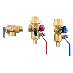 VEVOR Water Heater Kit, 3/4 Inch Tankless Water Heater Service Valve Kit with 2PCS 3/4″ NPT to 3/4″ PEX-B Isolation Valves, Pressure Relief Valve, Lead-Free Brass, Fits Most Tankless Waters Heaters