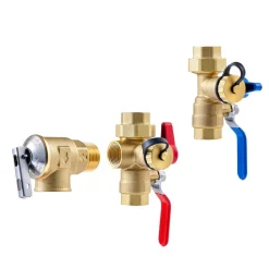 VEVOR Water Heater Kit, 3/4 Inch Tankless Water Heater Service Valve Kit with 2PCS 3/4″ NPT to 3/4″ PEX-B Isolation Valves, Pressure Relief Valve, Lead-Free Brass, Fits Most Tankless Waters Heaters