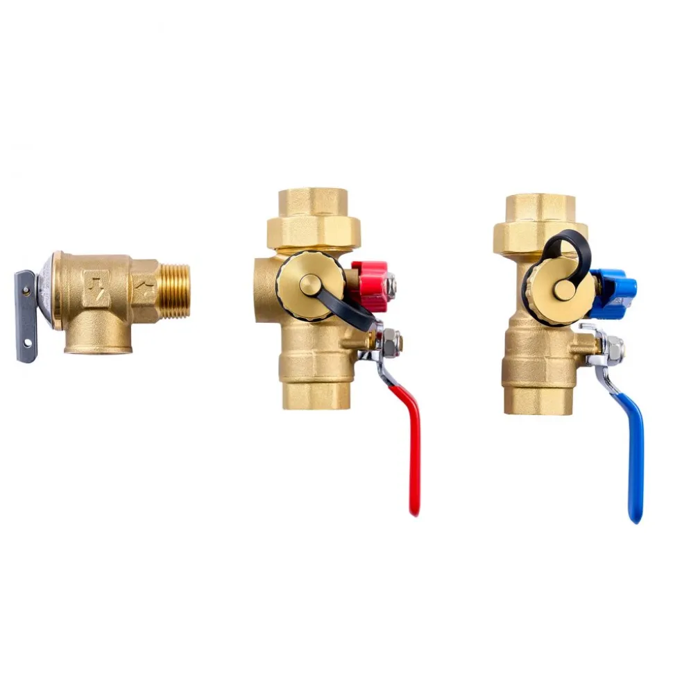 VEVOR Water Heater Kit, 3/4 Inch Tankless Water Heater Service Valve Kit with 2PCS 3/4″ NPT to 3/4″ NPT Isolation Valves, Pressure Relief Valve, Lead-Free Brass, Fits Most Tankless Waters Heaters