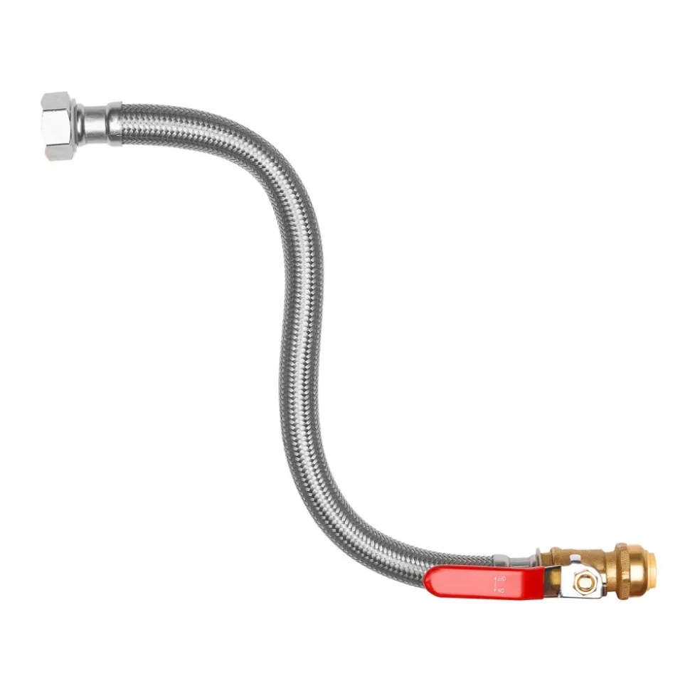 VEVOR Water Heater Kit, Push-Fit Valve Flexible Water Heater Connector with 3/4" FIP x 1/2" PTC Ball Valve, Stainless Steel Braided Waters Heaters Supply Line for Bathroom, Kitchen, Laundry Room