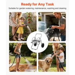 VEVOR Water Hose Reel Cart, 200/300 ft High-Pressure Garden Hose Cart, Hoses Reel Carts with Two Wheels, Handle & Heavy-Duty Mesh Storage Basket, Portable Hoses Reels for Garden Watering, Car Washing
