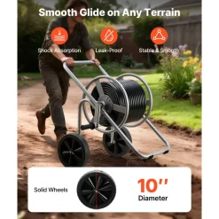 VEVOR Water Hose Reel Cart, 200/300 ft High-Pressure Garden Hose Cart, Hoses Reel Carts with Two Wheels, Handle & Heavy-Duty Mesh Storage Basket, Portable Hoses Reels for Garden Watering, Car Washing