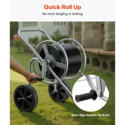 VEVOR Water Hose Reel Cart, 200/300 ft High-Pressure Garden Hose Cart, Hoses Reel Carts with Two Wheels, Handle & Heavy-Duty Mesh Storage Basket, Portable Hoses Reels for Garden Watering, Car Washing