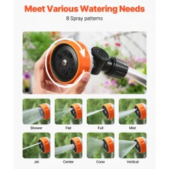 VEVOR Watering Wand, 36-Inch Extra Long Heavy Duty Garden Hose Wand with 8 Spray Patterns & 180° Swivel Head, Long Hose Nozzle Sprayer with on/off Thumb Control, Ideal for Hanging Baskets, Shrubs, Lawn