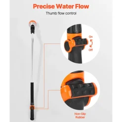 VEVOR Watering Wand, 36-Inch Extra Long Heavy Duty Garden Hose Wand with 8 Spray Patterns & 180° Swivel Head, Long Hose Nozzle Sprayer with on/off Thumb Control, Ideal for Hanging Baskets, Shrubs, Lawn