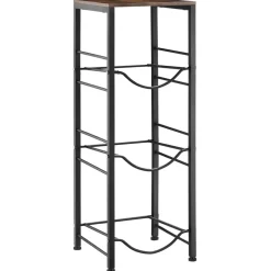 VEVOR Water Jug Holder, 4 Tiers 3 and 5 Gallon Water Bottle Holder for 3 Bottles, Heavy Duty Jug Rack Organizer with Storage Shelf, Detachable for Kitchen, Office, Living Room, Black and Brown