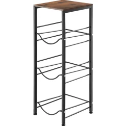 VEVOR Water Jug Holder, 4 Tiers 3 and 5 Gallon Water Bottle Holder for 3 Bottles, Heavy Duty Jug Rack Organizer with Storage Shelf, Detachable for Kitchen, Office, Living Room, Black and Brown