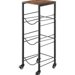 VEVOR Water Jug Holder, 4 Tiers 3 and 5 Gallon Water Bottle Holder for 3 Bottles, Heavy Duty Jug Rack Organizer with Storage Shelf and Casters, for Kitchen, Office, Living Room, Black and Brown