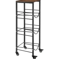 VEVOR Water Jug Holder, 4 Tiers 3 and 5 Gallon Water Bottle Holder for 3 Bottles, Heavy Duty Jug Rack Organizer with Storage Shelf and Casters, for Kitchen, Office, Living Room, Black and Brown