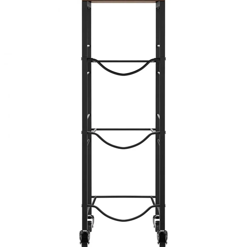 VEVOR Water Jug Holder, 4 Tiers 3 and 5 Gallon Water Bottle Holder for 3 Bottles, Heavy Duty Jug Rack Organizer with Storage Shelf and Casters, for Kitchen, Office, Living Room, Black and Brown
