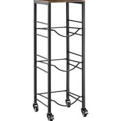 VEVOR Water Jug Holder, 4 Tiers 3 and 5 Gallon Water Bottle Holder for 3 Bottles, Heavy Duty Jug Rack Organizer with Storage Shelf and Casters, for Kitchen, Office, Living Room, Black and Brown