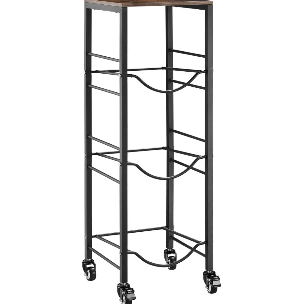 VEVOR Water Jug Holder, 4 Tiers 3 and 5 Gallon Water Bottle Holder for 3 Bottles, Heavy Duty Jug Rack Organizer with Storage Shelf and Casters, for Kitchen, Office, Living Room, Black and Brown