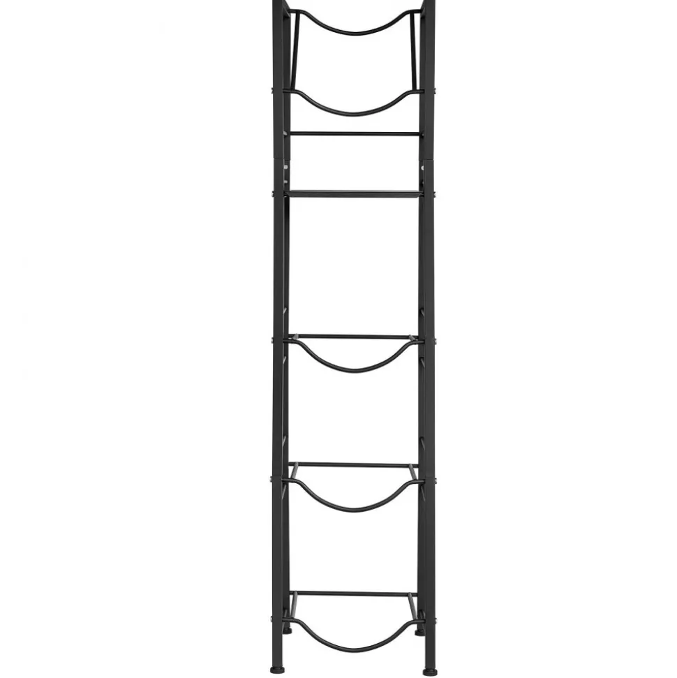 VEVOR Water Jug Holder, 5 Tiers 3 and 5 Gallon Water Bottle Holder for 4 Bottles, Heavy Duty Jug Rack Organizer with Storage Shelf, Adjustable Feet, and Handle, for Kitchen, Office, Living Room, Black