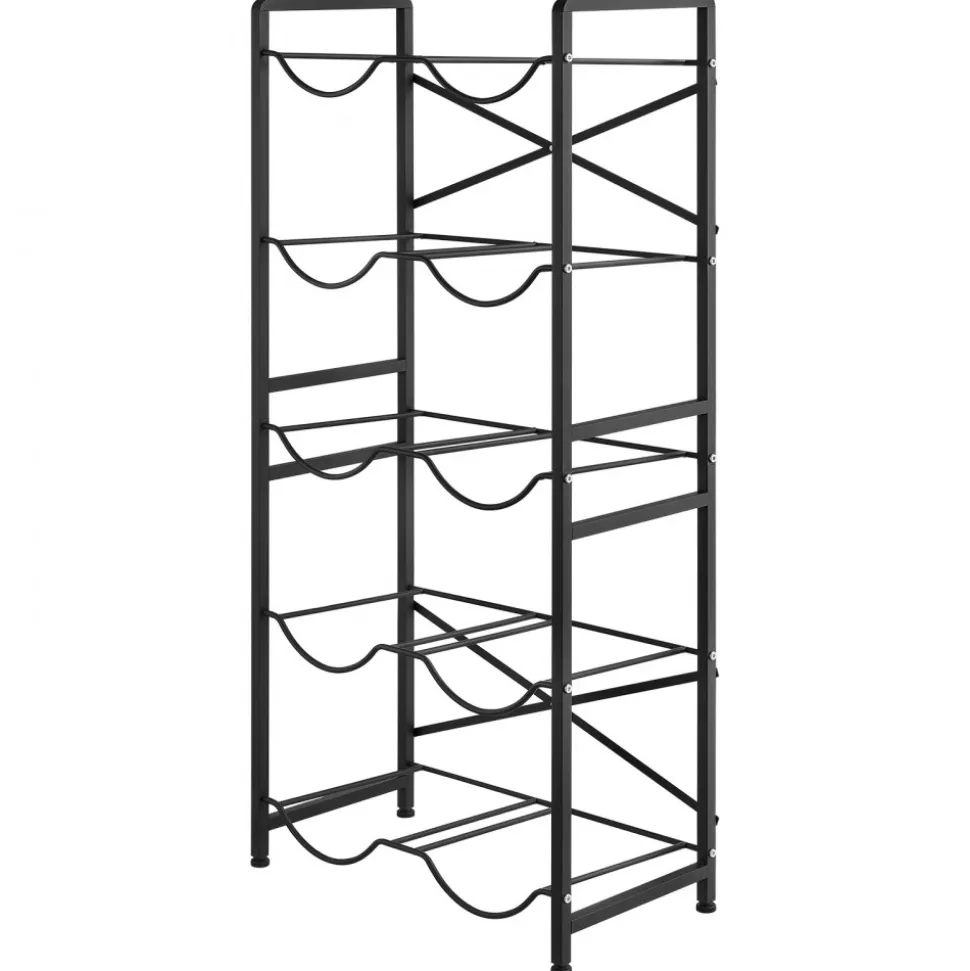 VEVOR Water Jug Holder, 5 Tiers Double Rows 3 and 5 Gallon Water Bottle Holder for 10 Bottles, Heavy Duty Jug Rack Organizer with Handles, Easy Assembly, for Kitchen, Office, Living Room, Black
