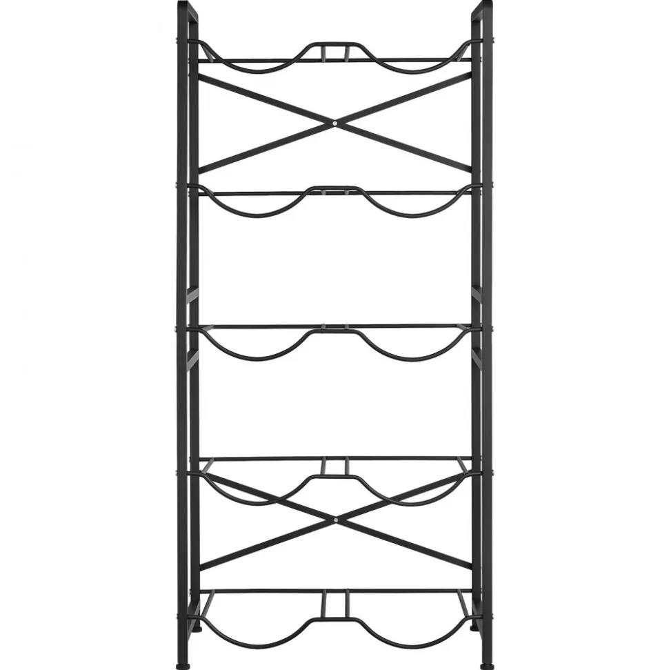 VEVOR Water Jug Holder, 5 Tiers Double Rows 3 and 5 Gallon Water Bottle Holder for 10 Bottles, Heavy Duty Jug Rack Organizer with Handles, Easy Assembly, for Kitchen, Office, Living Room, Black