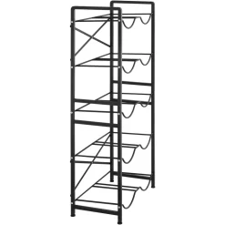 VEVOR Water Jug Holder, 5 Tiers Double Rows 3 and 5 Gallon Water Bottle Holder for 10 Bottles, Heavy Duty Jug Rack Organizer with Handles, Easy Assembly, for Kitchen, Office, Living Room, Black