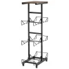 VEVOR Water Jug Holder, 4 Tiers Double Rows 3 and 5 Gallon Water Bottle Holder for 6 Bottles, Heavy Duty Jug Rack Organizer with Handles, Foldable for Kitchen, Office, Living Room, Black and Brown
