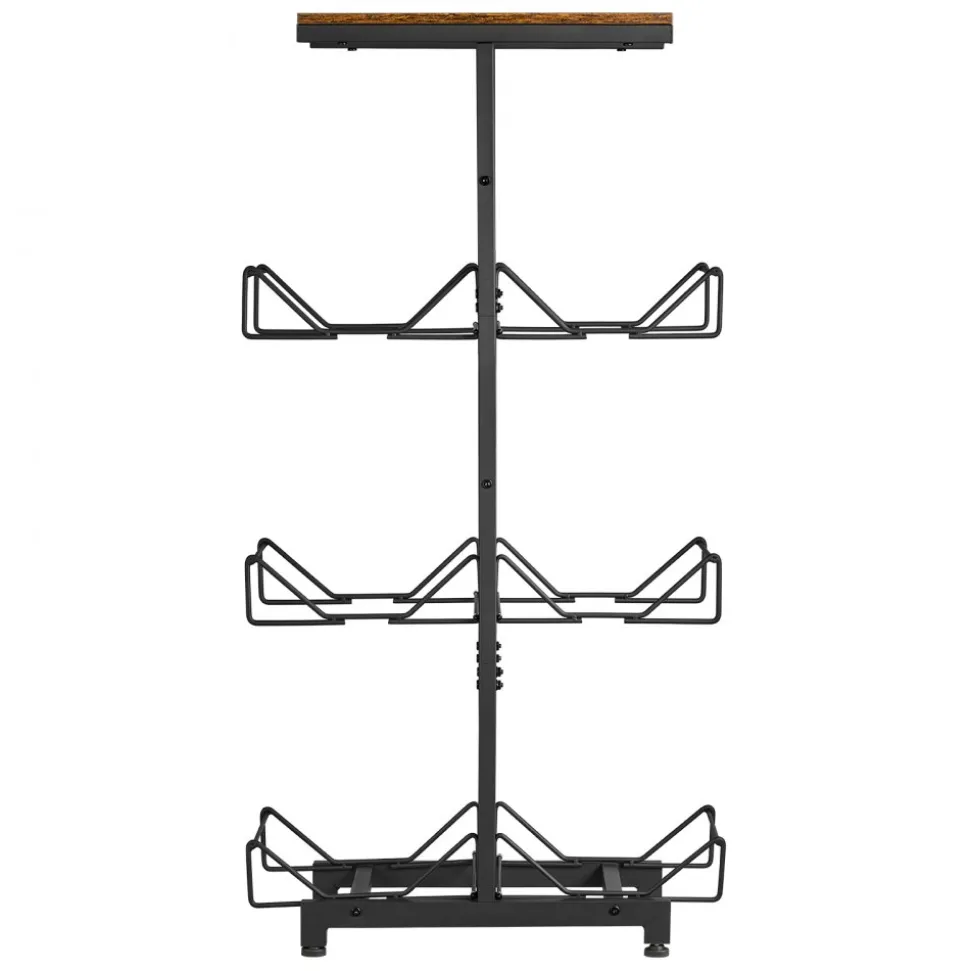 VEVOR Water Jug Holder, 4 Tiers Double Rows 3 and 5 Gallon Water Bottle Holder for 6 Bottles, Heavy Duty Jug Rack Organizer with Handles, Foldable for Kitchen, Office, Living Room, Black and Brown