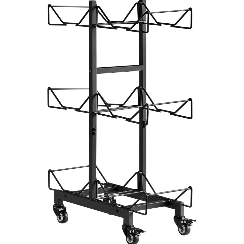 VEVOR Water Jug Holder, 3 Tiers Double Rows 3 and 5 Gallon Water Bottle Holder for 6 Bottles, Heavy Duty Jug Rack Organizer with Casters and Handles, Foldable for Kitchen, Office, Living Room, Black