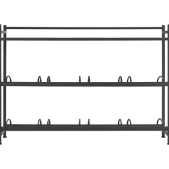 VEVOR Water Jug Holder, 3 Tiers 4 Rows 3 and 5 Gallon Water Bottle Holder for 8 Bottles, Heavy Duty Jug Rack Organizer with Storage Shelf, Angled Design, for Kitchen, Office, Living Room, Black