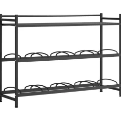 VEVOR Water Jug Holder, 3 Tiers 4 Rows 3 and 5 Gallon Water Bottle Holder for 8 Bottles, Heavy Duty Jug Rack Organizer with Storage Shelf, Angled Design, for Kitchen, Office, Living Room, Black